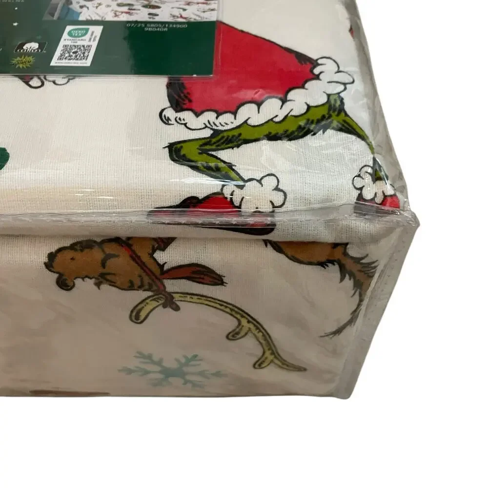 Dr. Seuss The Grinch FULL Flannel Sheet Set 4pc 100% Cotton Merry Grinchmas NEW